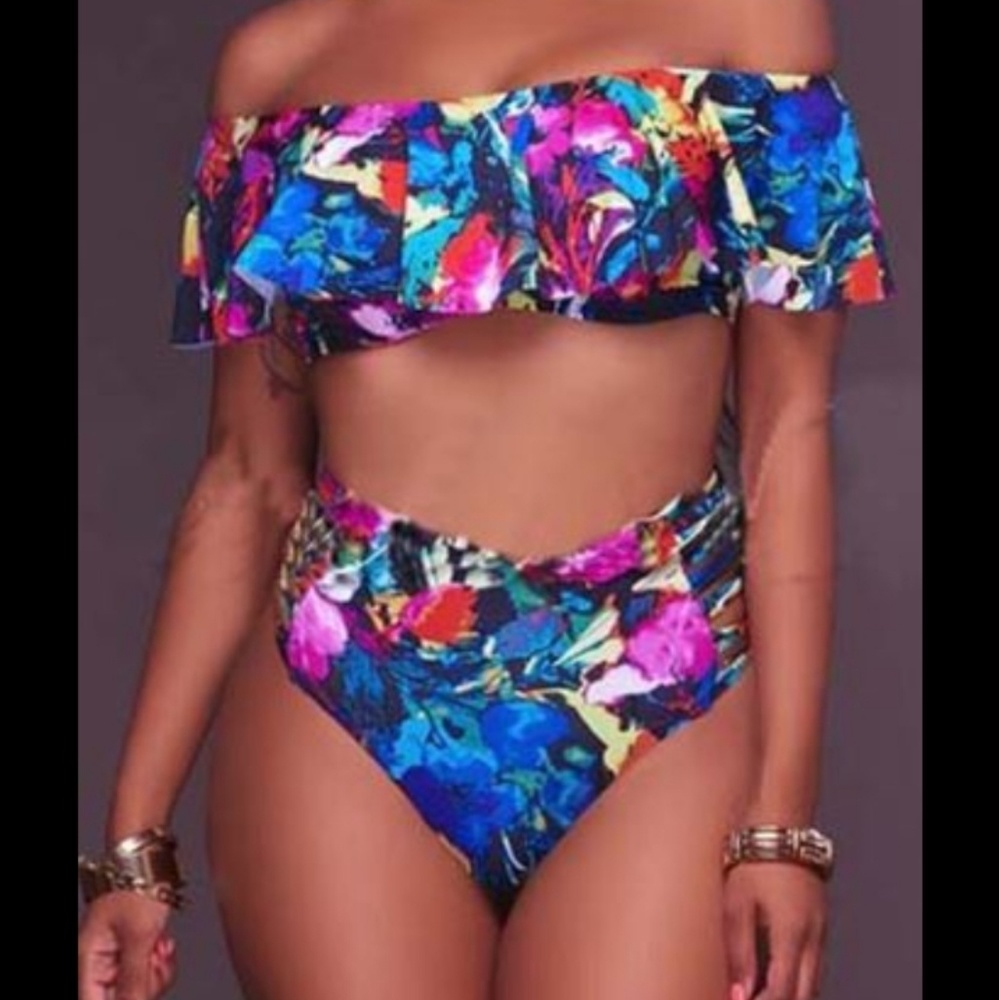 NEW Multi colored two piece swimsuit